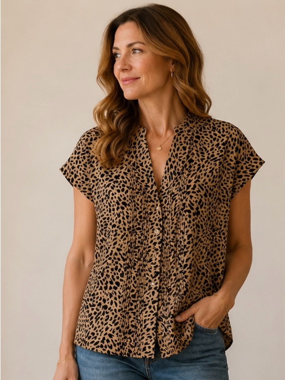 Silk Jones New York Animal Print Blouse 12